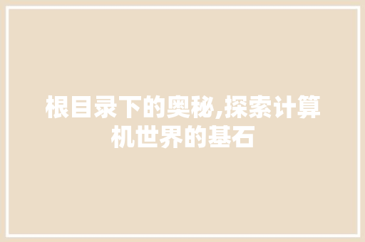 根目录下的奥秘,探索计算机世界的基石 根目录下的奥秘,探索计算机世界的基石 网站建设公司