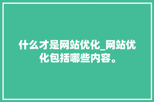 什么才是网站优化_网站优化包括哪些内容。