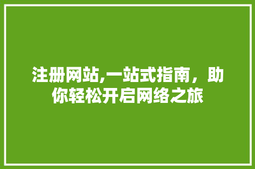 注册网站,一站式指南，助你轻松开启网络之旅