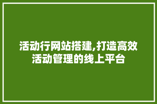 活动行网站搭建,打造高效活动管理的线上平台