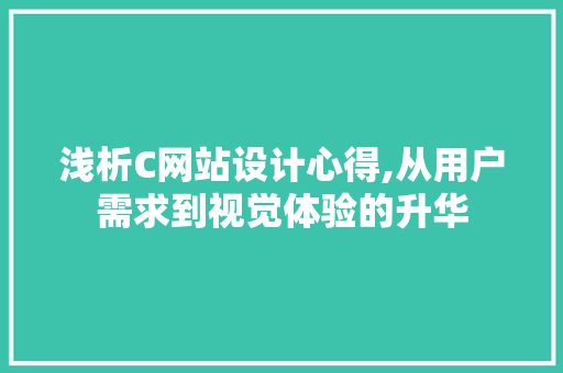 浅析C网站设计心得,从用户需求到视觉体验的升华