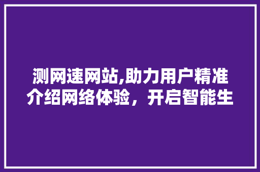 测网速网站,助力用户精准介绍网络体验，开启智能生活新篇章