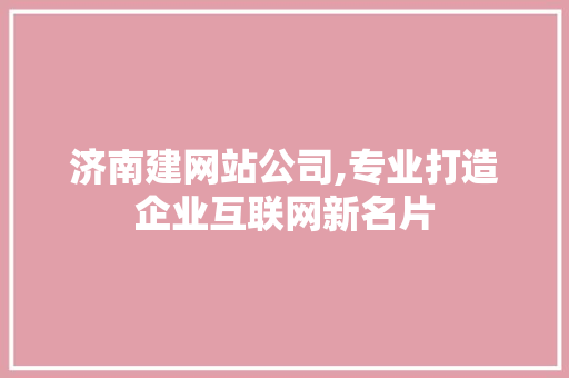 济南建网站公司,专业打造企业互联网新名片