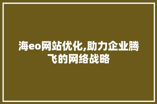 海eo网站优化,助力企业腾飞的网络战略