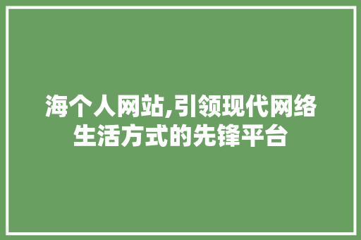 海个人网站,引领现代网络生活方式的先锋平台