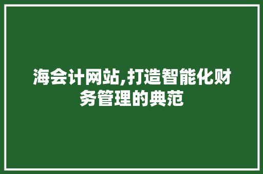 海会计网站,打造智能化财务管理的典范