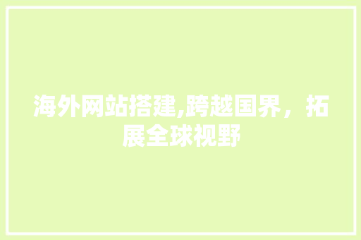 海外网站搭建,跨越国界，拓展全球视野