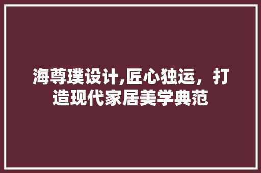 海尊璞设计,匠心独运，打造现代家居美学典范