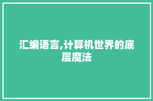 汇编语言,计算机世界的底层魔法 神马SEO 汇编语言,计算机世界的底层魔法 汇编语言,计算机世界的底层魔法 神马SEO