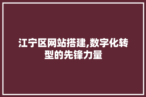 江宁区网站搭建,数字化转型的先锋力量 江宁区网站搭建,数字化转型的先锋力量 神马SEO