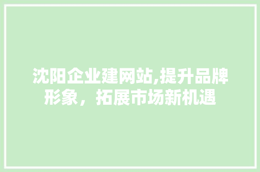 沈阳企业建网站,提升品牌形象，拓展市场新机遇