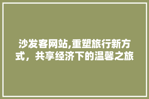 沙发客网站,重塑旅行新方式，共享经济下的温馨之旅
