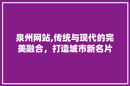 泉州网站,传统与现代的完美融合，打造城市新名片 泉州网站,传统与现代的完美融合，打造城市新名片 网站建设公司