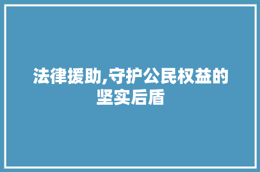 法律援助,守护公民权益的坚实后盾 法律援助,守护公民权益的坚实后盾 神马SEO