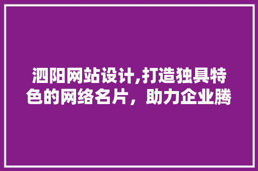 泗阳网站设计,打造独具特色的网络名片，助力企业腾飞