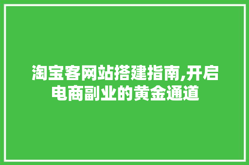 淘宝客网站搭建指南,开启电商副业的黄金通道