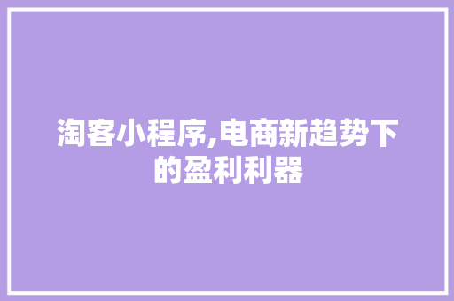 淘客小程序,电商新趋势下的盈利利器