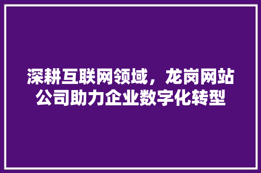 深耕互联网领域，龙岗网站公司助力企业数字化转型