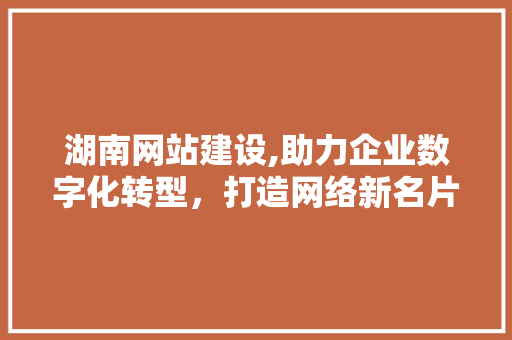 湖南网站建设,助力企业数字化转型，打造网络新名片
