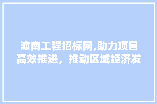 潼南工程招标网,助力项目高效推进，推动区域经济发展