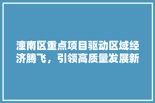潼南区重点项目驱动区域经济腾飞，引领高质量发展新篇章