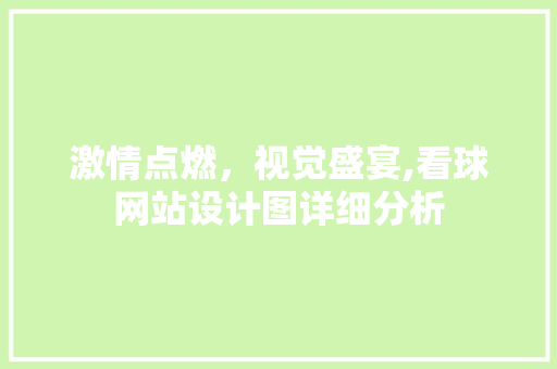 激情点燃，视觉盛宴,看球网站设计图详细分析