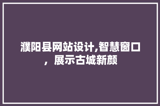 濮阳县网站设计,智慧窗口，展示古城新颜