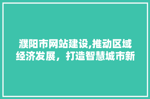 濮阳市网站建设,推动区域经济发展，打造智慧城市新名片