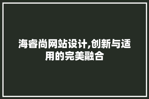 海睿尚网站设计,创新与适用的完美融合