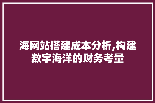 海网站搭建成本分析,构建数字海洋的财务考量