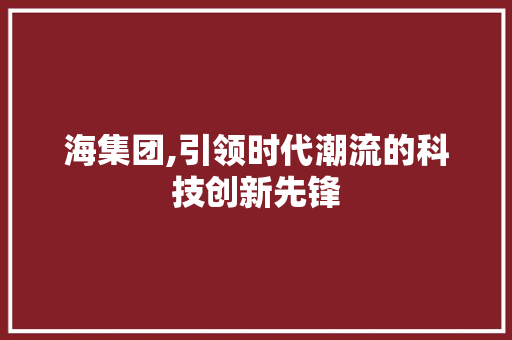海集团,引领时代潮流的科技创新先锋