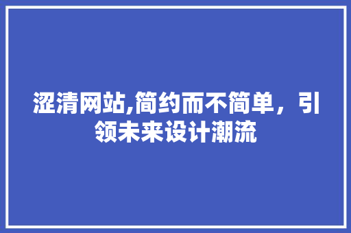 涩清网站,简约而不简单，引领未来设计潮流