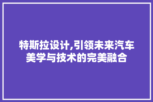 特斯拉设计,引领未来汽车美学与技术的完美融合