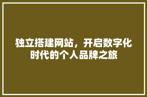 独立搭建网站，开启数字化时代的个人品牌之旅 独立搭建网站，开启数字化时代的个人品牌之旅 搜狗SEO