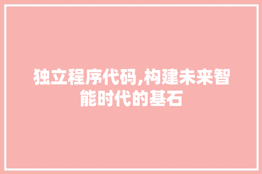 独立程序代码,构建未来智能时代的基石 独立程序代码,构建未来智能时代的基石 SEO关键词