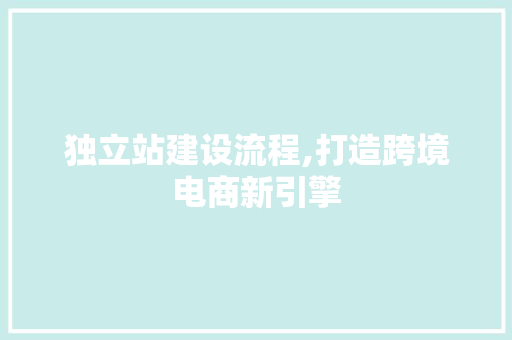 独立站建设流程,打造跨境电商新引擎 独立站建设流程,打造跨境电商新引擎 网站建设公司