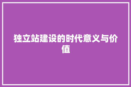 独立站建设的时代意义与价值 独立站建设的时代意义与价值 网站建设公司
