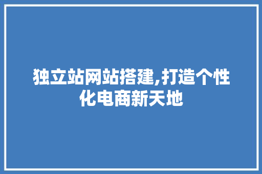 独立站网站搭建,打造个性化电商新天地 独立站网站搭建,打造个性化电商新天地 网站建设公司