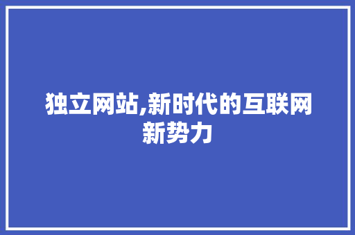独立网站,新时代的互联网新势力