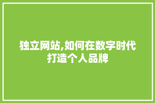 独立网站,如何在数字时代打造个人品牌