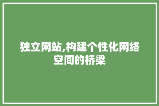 独立网站,构建个性化网络空间的桥梁