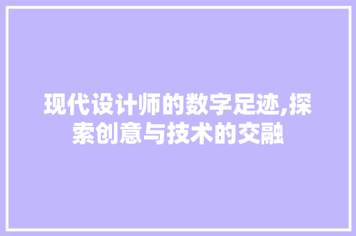 现代设计师的数字足迹,探索创意与技术的交融