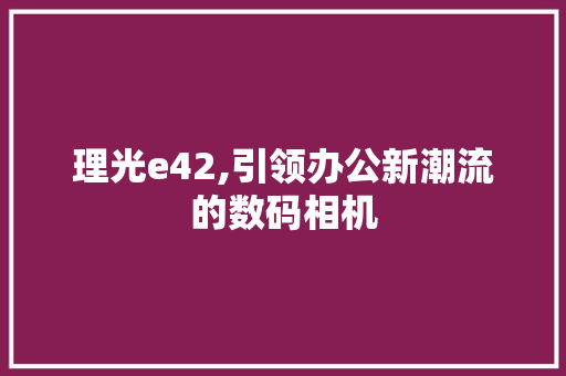 理光e42,引领办公新潮流的数码相机