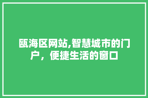 瓯海区网站,智慧城市的门户，便捷生活的窗口
