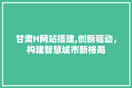 甘肃H网站搭建,创新驱动，构建智慧城市新格局