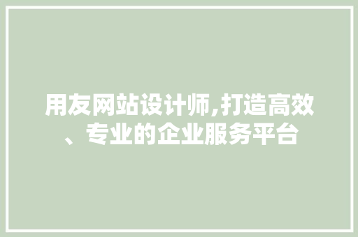 用友网站设计师,打造高效、专业的企业服务平台