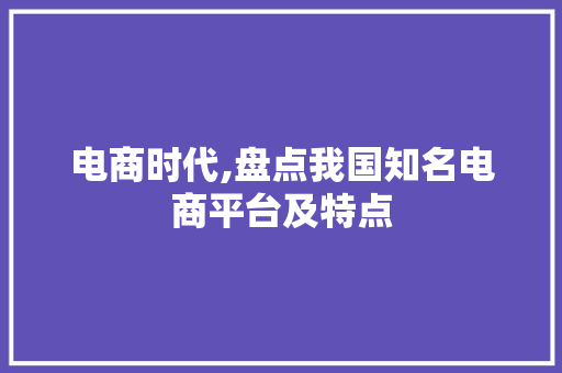 电商时代,盘点我国知名电商平台及特点