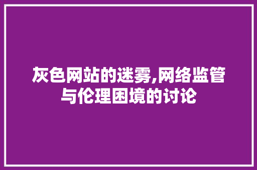 灰色网站的迷雾,网络监管与伦理困境的讨论