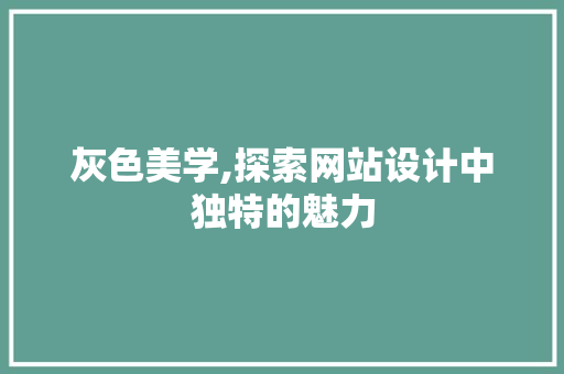 灰色美学,探索网站设计中独特的魅力