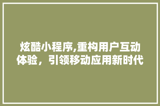 炫酷小程序,重构用户互动体验，引领移动应用新时代
